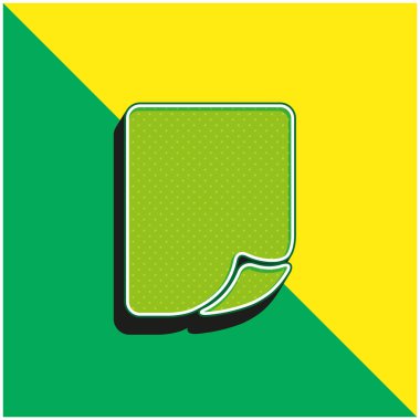 Boş Sayfa Katlanmış Köşe Yeşil ve Sarı 3D vektör simgesi logosu