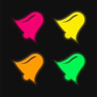Çan dört renk parlayan neon vektör simgesi
