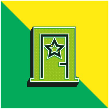 Sahne arkasında yeşil ve sarı modern 3d vektör simgesi logosu