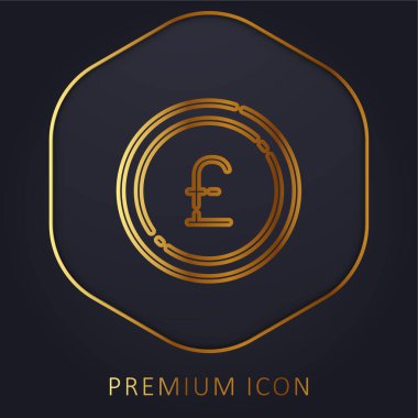 Big Pound Coin golden line premium logo or icon clipart
