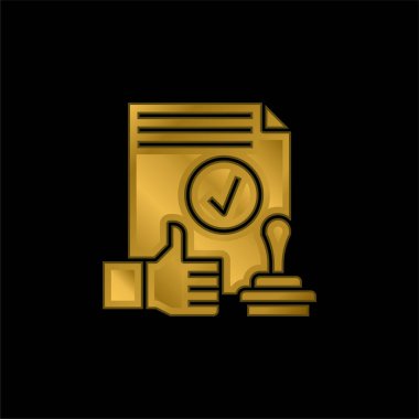 Altın kaplama metalik simge veya logo vektörünü onayla