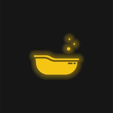 Baby Tub yellow glowing neon icon clipart