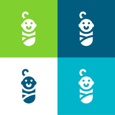 Baby Boy Düz 4 renk simgesi seti