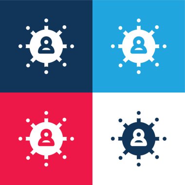 Patron mavi ve kırmızı dört renk minimal simge seti