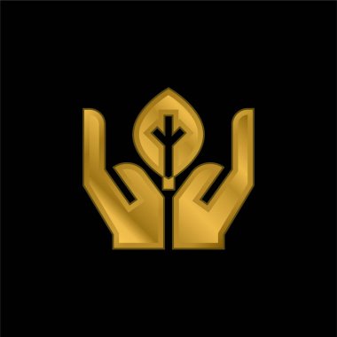 Biyolojik altın kaplama metalik simge veya logo vektörü