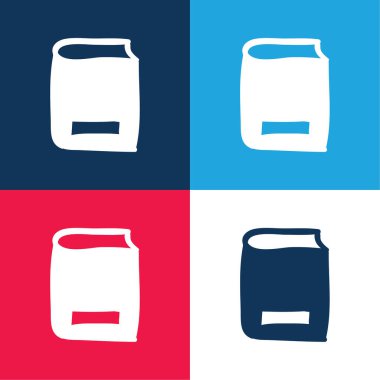 Kitap mavi ve kırmızı dört renk en küçük simge seti