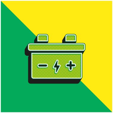 Pil Yeşil ve Sarı modern 3D vektör simgesi logosu