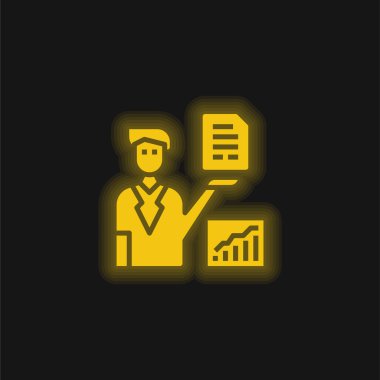 Analysis yellow glowing neon icon clipart