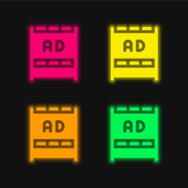 Dört renk parlayan neon vektör simgesi ekle