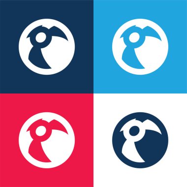 Top mavi ve kırmızı dört renk minimal simge kümesi