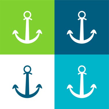 Arayüz Düz için Çapa Sembolü En az dört renk simgesi seti