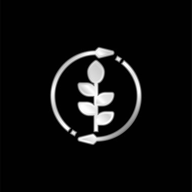 Agronomy silver plated metallic icon clipart