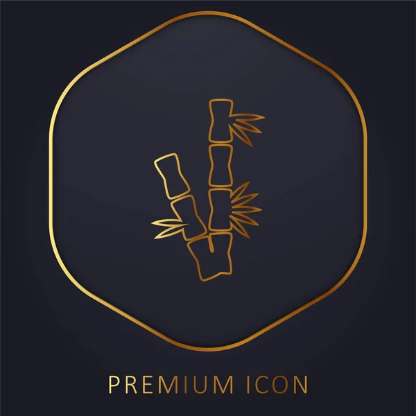 Ramas Bambú Logotipo Línea Oro Premium Icono — Archivo Imágenes Vectoriales