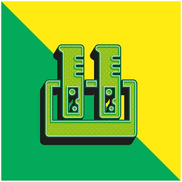 Beaker Glass Green и желтый современный 3d векторный логотип