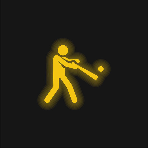 Baseball yellow glowing neon icon