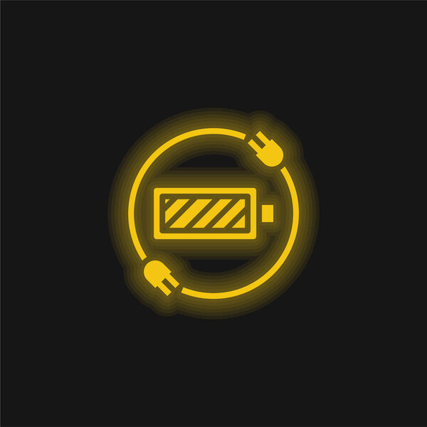 Состояние батареи желтый светящийся неоновый значок