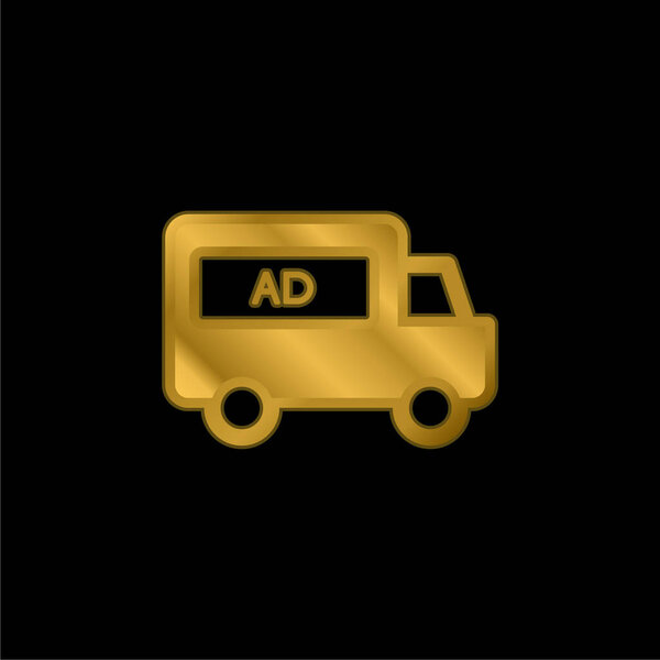 AD Van gold plated metalic icon or logo vector