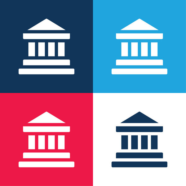 Bank blue and red four color minimal icon set