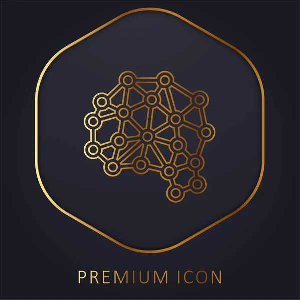 Artificial Intelligence Línea Dorada Logotipo Premium Icono — Vector de stock