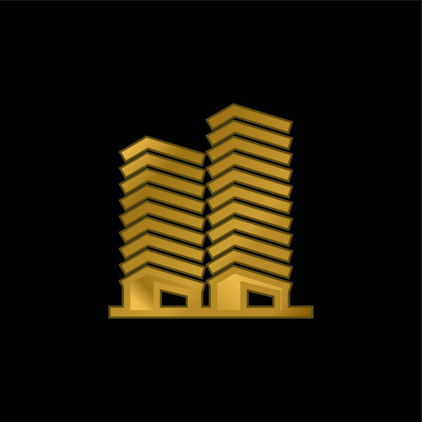 Позолоченная икона квартиры или вектор логотипа