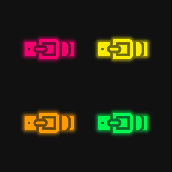 Belt four color glowing neon vector icon