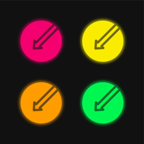 Arrow Left four color glowing neon vector icon