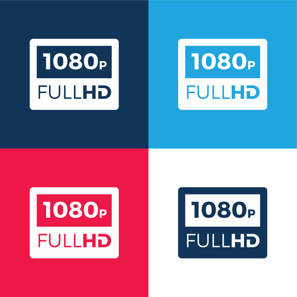1080p Full HD blue and red four color minimal icon set