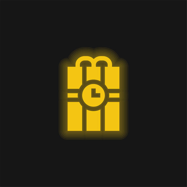 Bomb yellow glowing neon icon