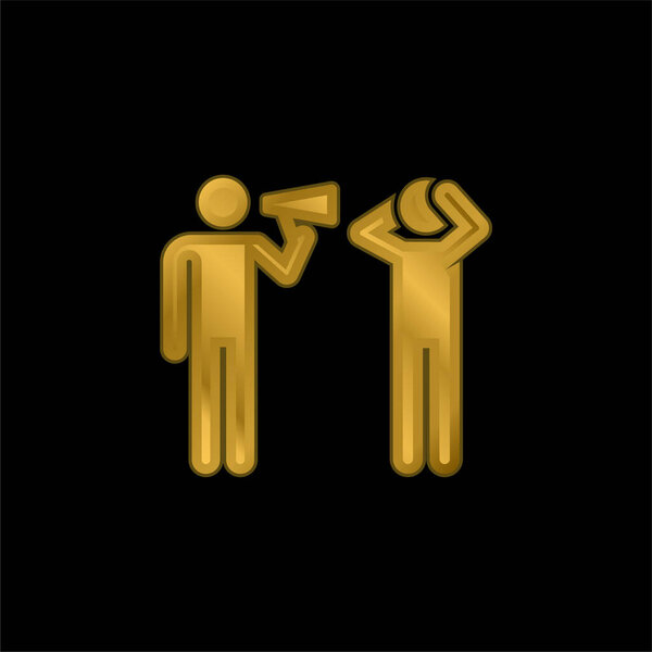 Объявление о позолоченном металлическом значке или векторе логотипа