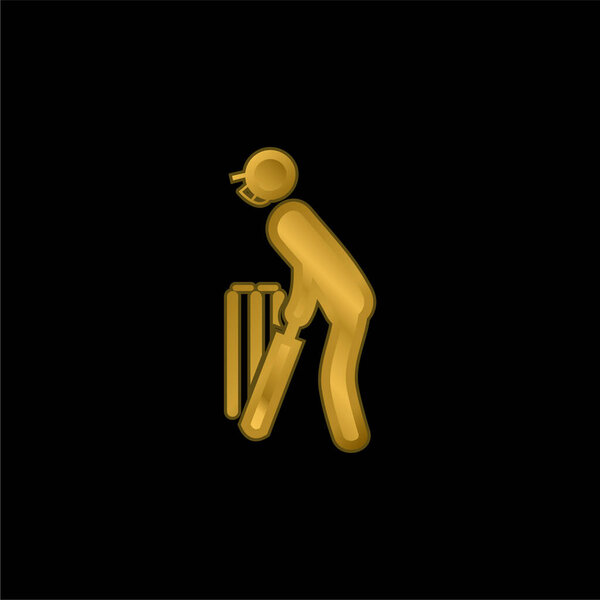 Bats Man gold plated metalic icon or logo vector