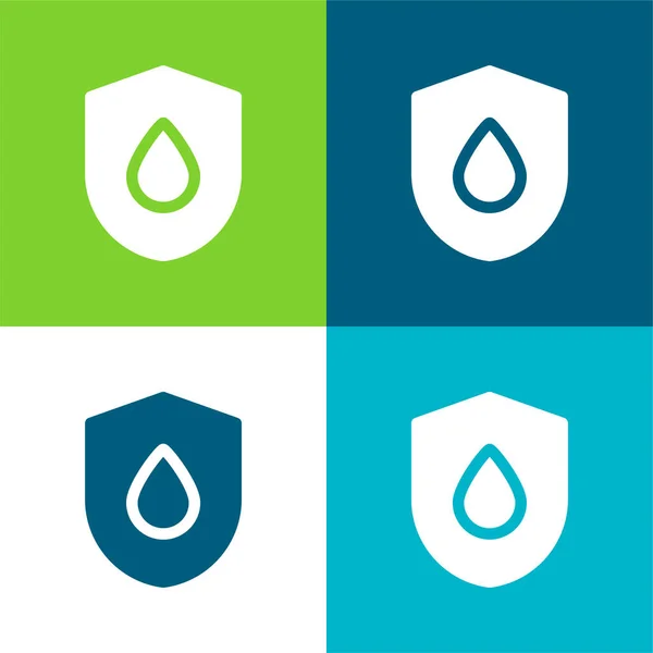 Blood Drop Flat Four Color Minimal Icon Set — 스톡 벡터