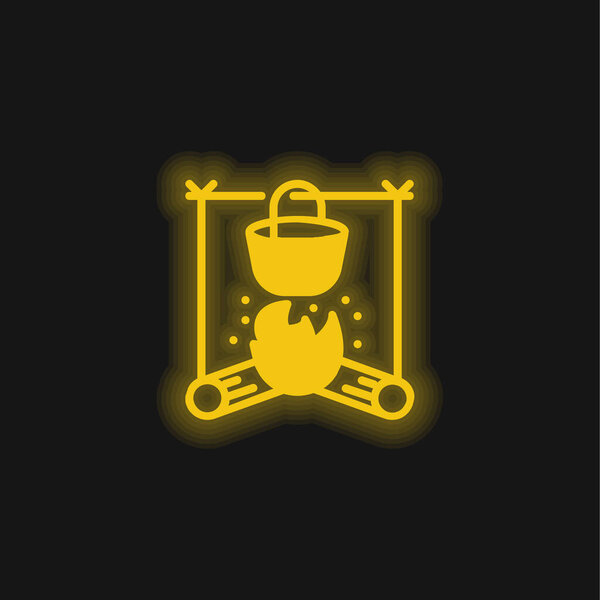 Bonfire yellow glowing neon icon