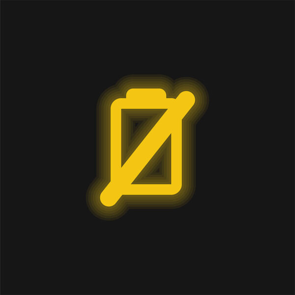 Battery yellow glowing neon icon