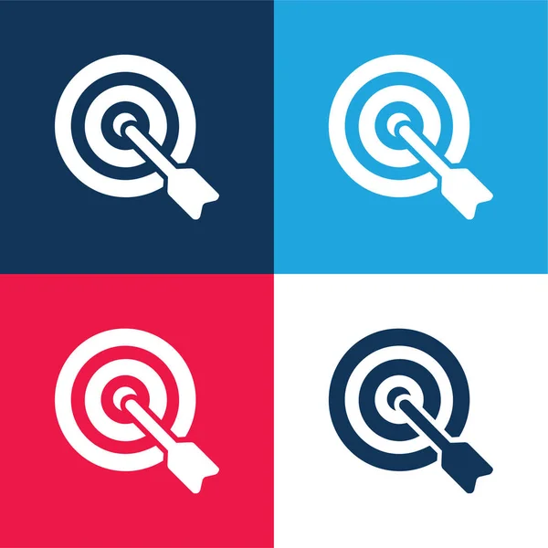 Arrow Target Blue Red Four Color Minimal Icon Set — Stock Vector