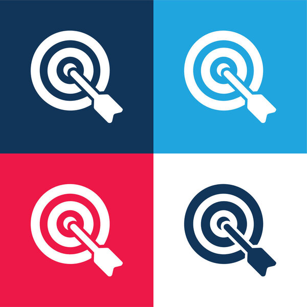 Arrow On Target blue and red four color minimal icon set