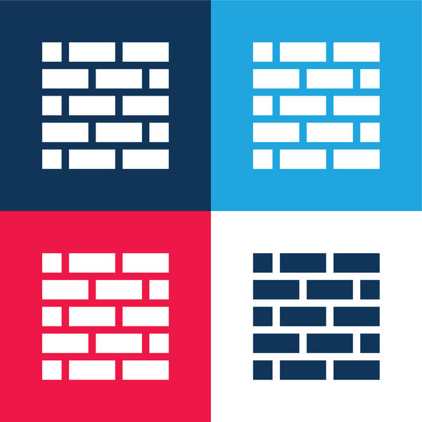 Brickwall Azul Rojo Cuatro Colores Mínimo Icono Conjunto — Vector de stock