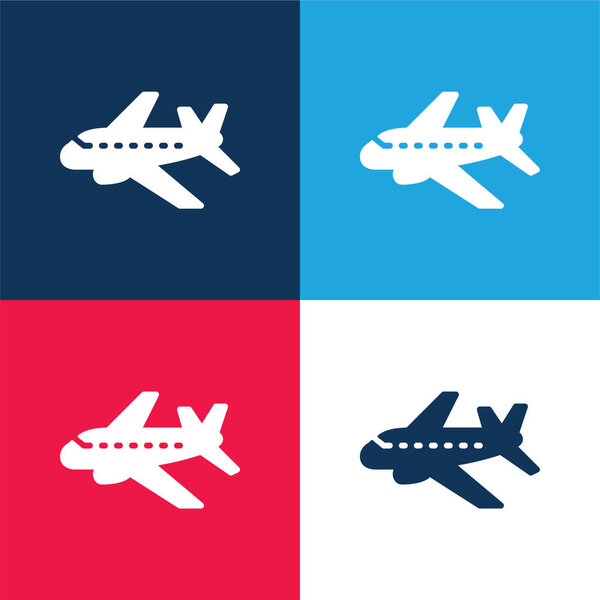 Самолёт синий и красный четыре цвета минимальный набор значков