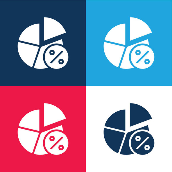 Analytics blue and red four color minimal icon set