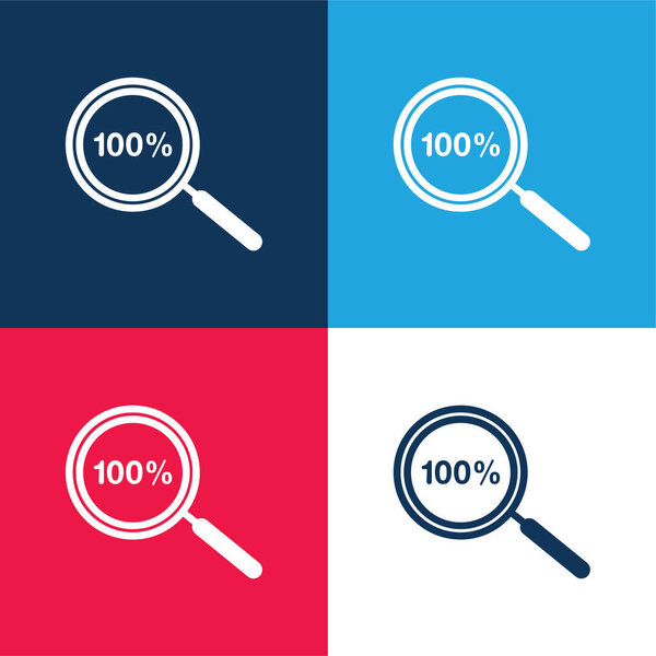 100% Zoom Symbol blue and red four color minimal icon set