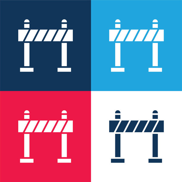 Barrier blue and red four color minimal icon set