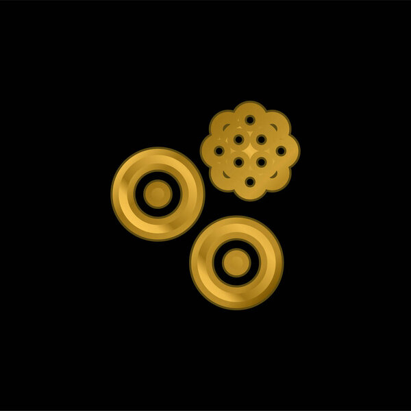 Blood Cells gold plated metalic icon or logo vector