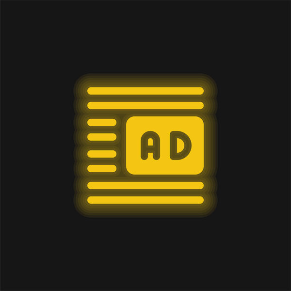 Advertise yellow glowing neon icon