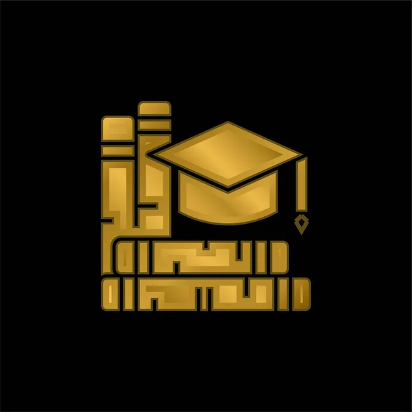 Livro Banhado Ouro Ícone Metálico Vetor Logotipo — Vetor de Stock