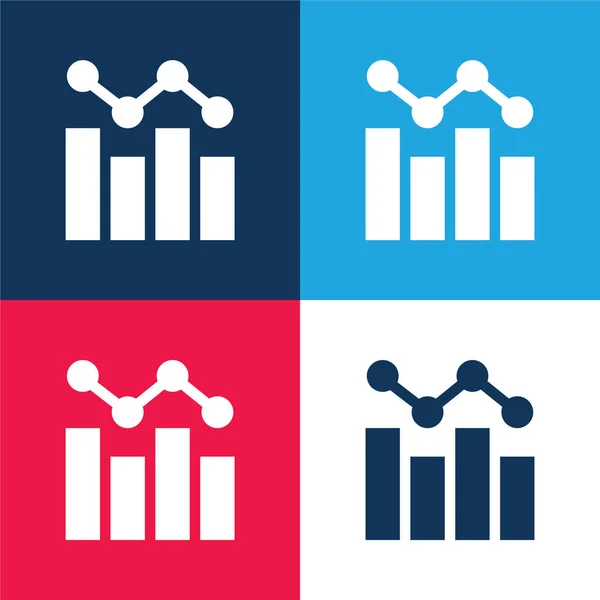 Bar Chart Blue Red Four Color Minimal Icon Set — Stock Vector