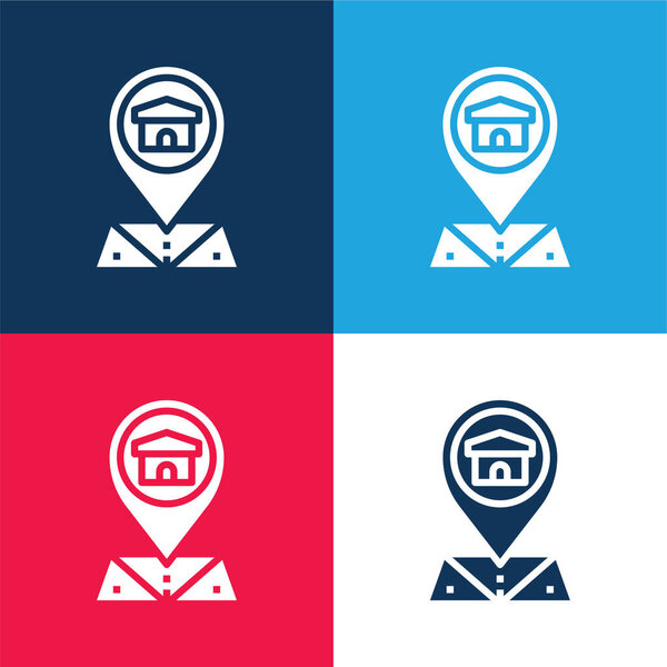 Адрес синий и красный четыре цвета минимальный набор значков