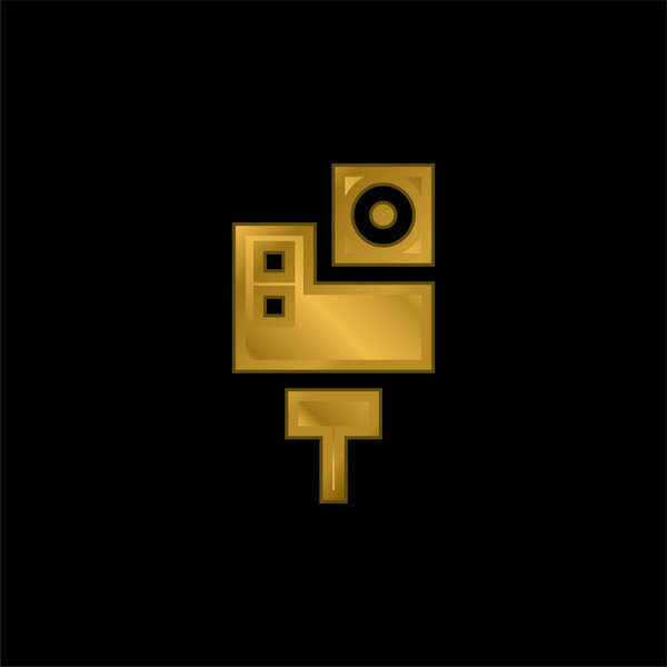 Позолоченная металлическая иконка или вектор логотипа
