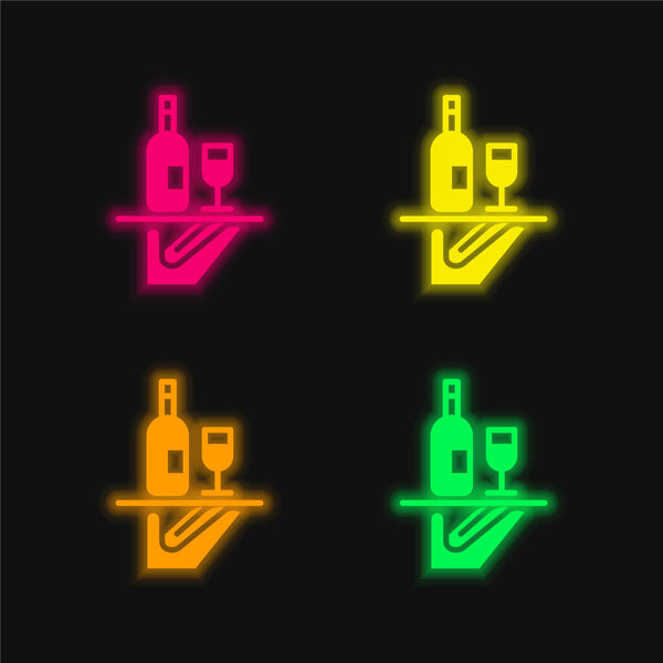 Bar Service four color glowing neon vector icon