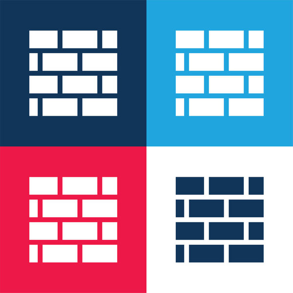 Brickwall blue and red four color minimal icon set