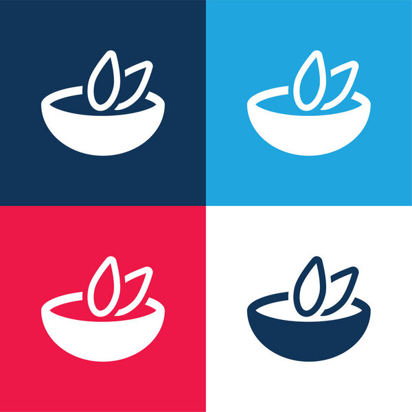Bowl Of Soup blue and red four color minimal icon set
