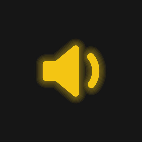 Аудио Заполненный динамик интерфейса желтый перчаточный неоновый значок
